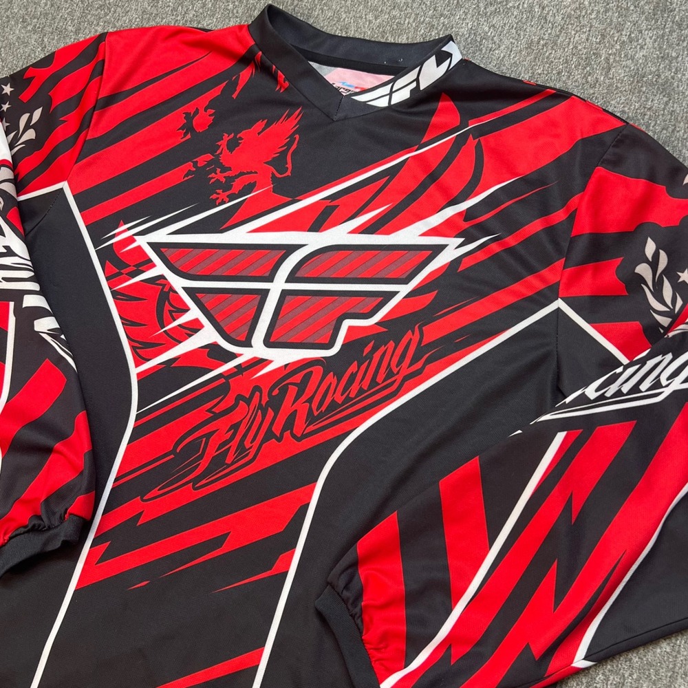 Fly Racing F-16 Motocross Jersey Mens Large Red Black Long Sleeve MX Gear 000